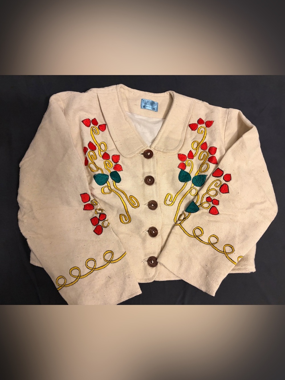 1990s Tibet Shop Handmade in Nepal Cotton Hand Loom Embroidered Jacket